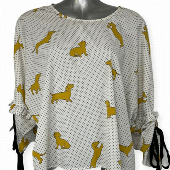ZARA Dachshund Dog Blouse Size Large - Picture 2 of 8